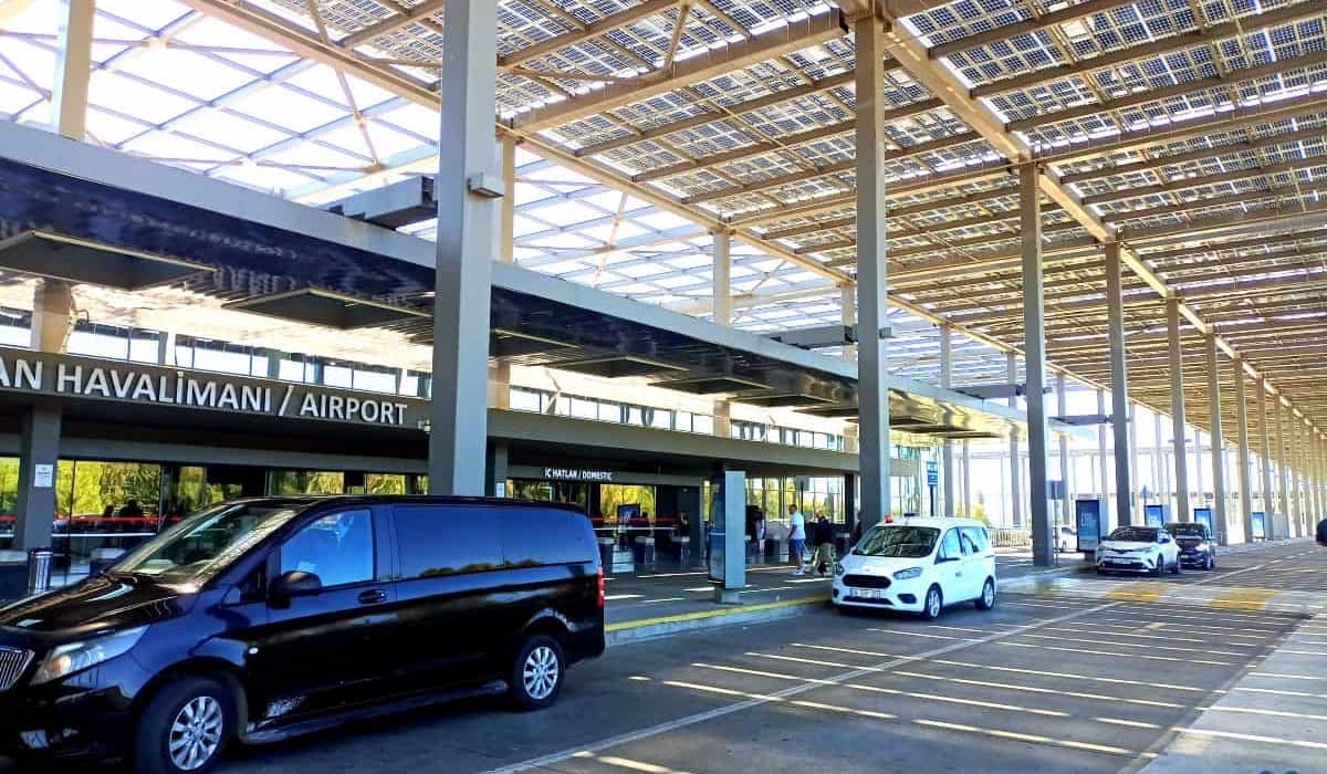 Outside the terminal at Dalaman Airport